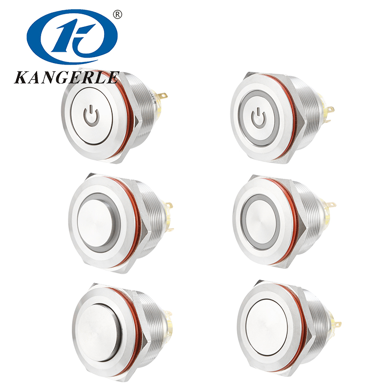 30MM自復位金屬按鈕開關(guān)平頭高頭LED燈帶插件